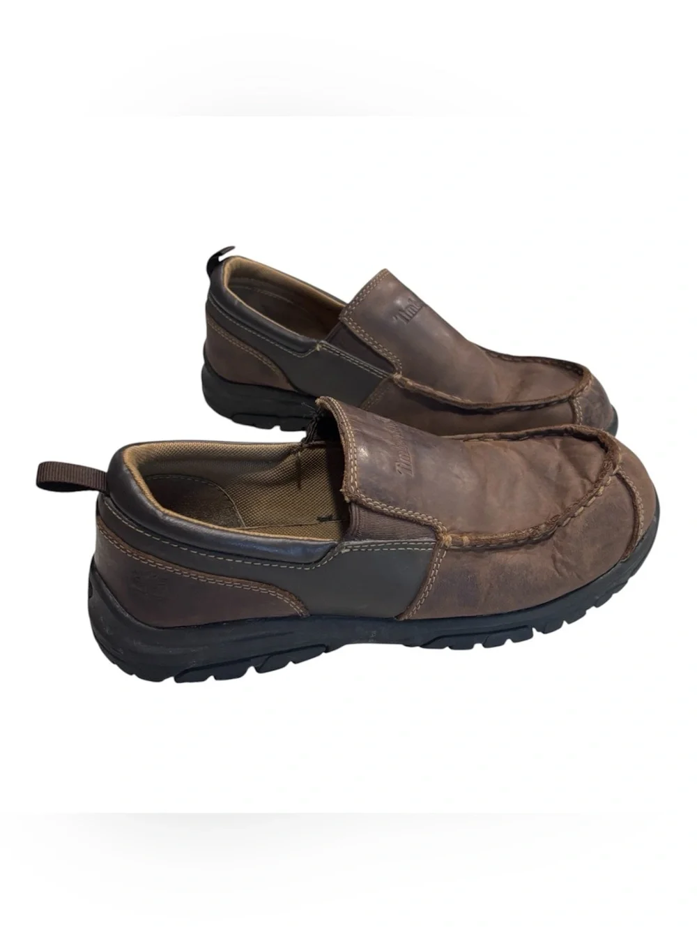 Timberland Brown Leather Big Boys Slip-On Loafers Non Marking Sole Kids Size 6